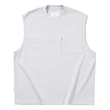 BOHRHOO 落肩分割背心 寬鬆 撞色 印花 純棉 極簡 分割字母 Logo 灰 M