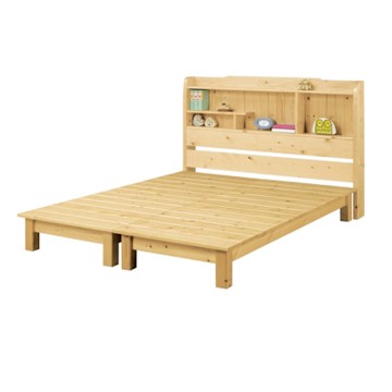 【文創集】亞湯5尺實木雙人床台組合(床頭片＋床底)-151x207.5x105cm免組