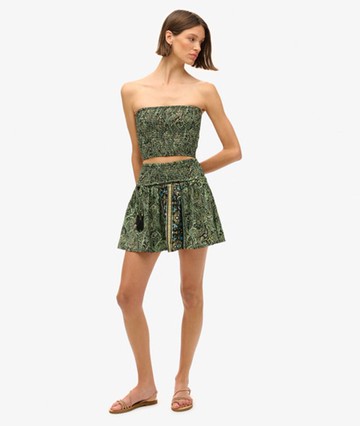 Superdry Women's Paisley Print Mini Skirt Green Size: 8