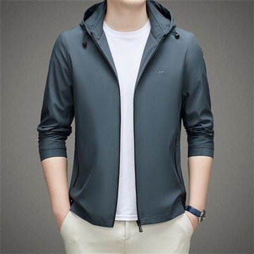 【米蘭精品】連帽外套休閒夾克-純色百搭簡約春秋男外套3色74gr9