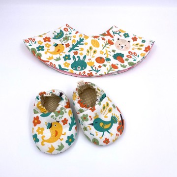 橘色森林-(學步鞋+圍兜)