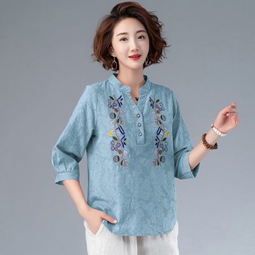 【韓國K.W.】現貨優雅迷人刺繡工藝上衣