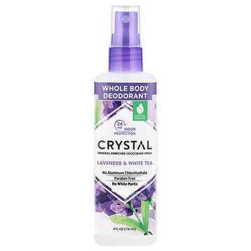 CRYSTAL, 礦物質淨味噴霧，薰衣花草和白茶香，4 盎司（118 毫升）