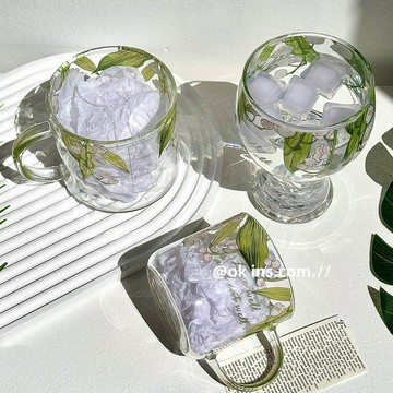 小清新玻璃杯女可愛高硼硅耐熱水杯家用刻度牛奶咖啡早餐杯茶杯