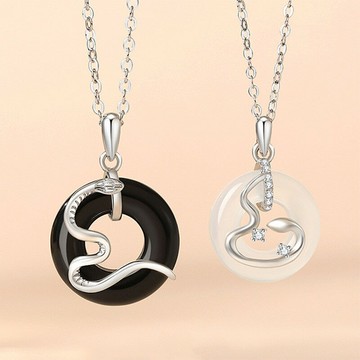 【巴黎精品】現貨+預購 頂級925純銀項鍊鎖骨鏈情人節禮物情侶對鍊配件-靈蛇平安扣情侶項鍊2款a1kp7