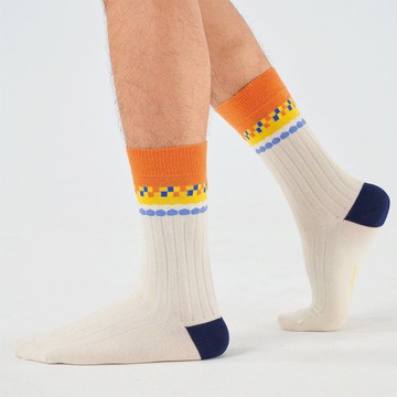 馬戲團 抗菌中筒襪 - 米白(F)