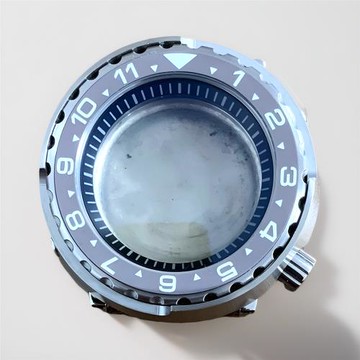 手表殼316L精鋼45mm鮑魚黑色內影改裝NH35/NH36自動機芯接口