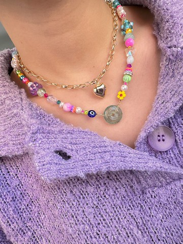 【送禮熱賣】水晶 玻璃珠 平安扣 中式 創造 珍珠項鍊 | Y2K 千禧