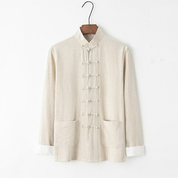 【巴黎精品】現貨+預購 新中式 唐裝漢服上衣-中國風夏季長袖棉麻外套男上衣9色a1bx50