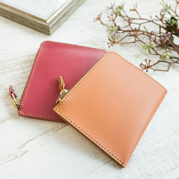 零錢包 [Compact Coin Case -feminine-] 真皮意大利皮革錢包緊湊型 L 形拉鍊 HH09K
