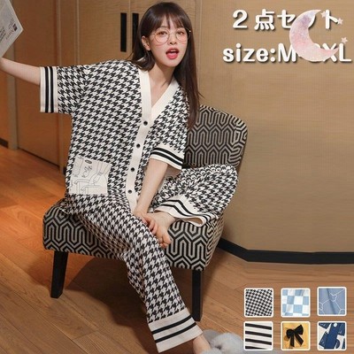 ヴィジョン ストリートウェア パジャマ レディース 春 夏 秋 半袖 長ズボン ルームウェア 上下 シャツパジャマ プリント 女性 前開き トレンド 部屋着 通販 Lineポイント最大get Lineショッピング