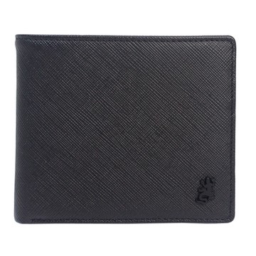 agnes b. VOYAGE 立體蜥蜴Logo防刮附零錢袋短夾(黑)