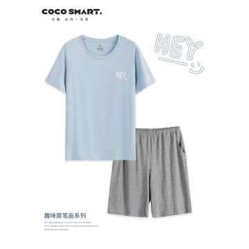 男士睡衣夏季純棉短袖短褲薄款初高中學生男大童青少年家居服套裝