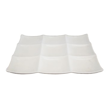 9格皿 - 日本製 長24.2 寬24.2 高1.5 (cm)  白雪釉  1個