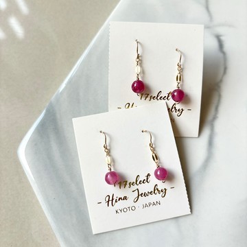 14KGF 紅寶石耳環 / 七月誕生石 / 耳夾