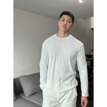 烏素mirror 2025春季新款輕熟風上衣彈力肌肉男內搭打底長袖t恤男