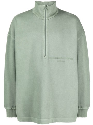 Alexander Wang - half-zip cotton sweatshirt - men - Cotton - XXS - Green