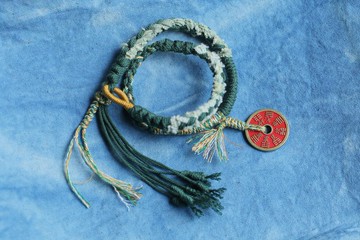 春秋原創 | 藏式全手工編繩 | 黃銅 描硃砂 山鬼八卦幣 | 平安款