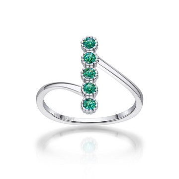 莫桑鑽石戒指 綠色圓形鑽石切割 女孩禮物