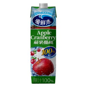 優鮮沛100%蘋果蔓越莓綜合果汁(1000mlx10入)