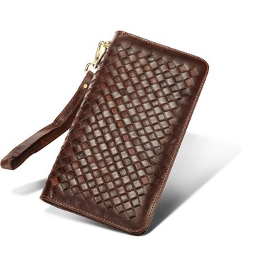 手拿包真皮錢包-復古編織紋雙拉鍊大容量男包包2色73lu32【獨家進口】【米蘭精品】