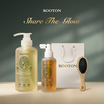 快速出貨【ROOTON】天秤座專屬養護！甦活植萃洗髮精500ml+甦活植萃髮根噴霧150ml+氣墊針梳+燙金禮袋