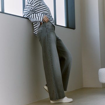 SOMETHING｜女裝｜中腰黑牛仔寬褲