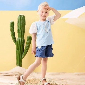 渡假比得花朵邊短褲 (Hi Cool涼感布+吸濕排汗)