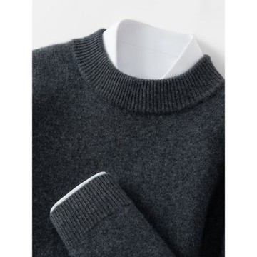 雙股加厚山羊絨衫男士半高領毛衣商務休閑長袖套頭針織衫