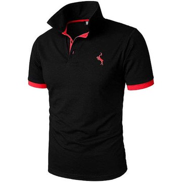 Love21 2024男時尚修身黑色短袖Polo衫