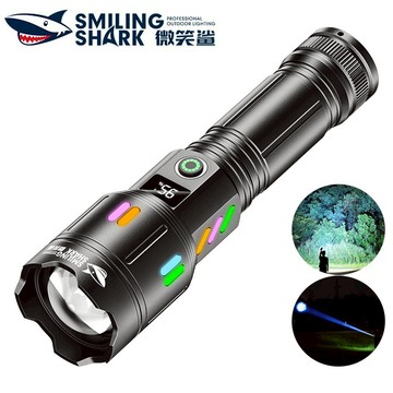 微笑鯊正品 SD5321 LED強光手電筒 M60 6000LM 超亮遠射 5檔調焦 Type-C彩色夜光 防水戶外露營
