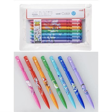 日本製 uni 三菱 迪士尼 玩具總動員自動鉛筆7色組 彩色筆芯 擦擦筆 0.5mm＊夏日微風＊