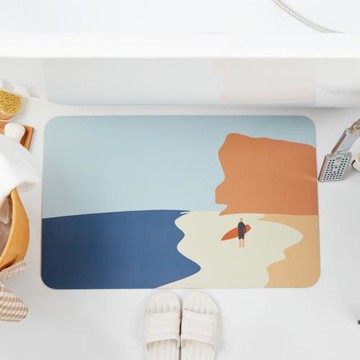 簡約長方形科技布浴室地毯衛生間吸水腳墊廁所防滑墊速干新中式