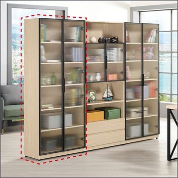 1.3 /2.7尺鋁門書櫥/2尺二抽 長虹玻璃 展示櫃 餐櫃 【149B16051】Leader傢居館149-A547