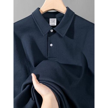 品質優選！400G重磅寬松翻領高級感Polo衫美式純色百搭男短袖上衣