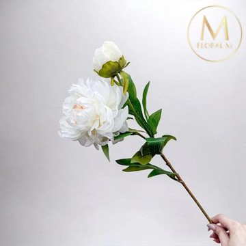 【Floral M】最高級浪漫奶油白公主芍藥仿真花花材1入組(人造花/仿真花/假花/花藝DIY/裝飾花材)