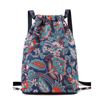 折疊旅行包束口袋雙肩包女輕便簡易抽繩收納包大容量運動健身包男