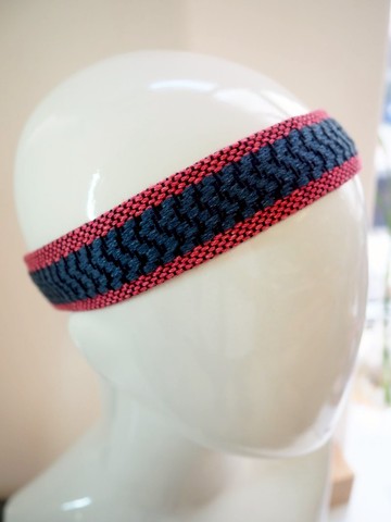 織布併色頭帶 紅藍色