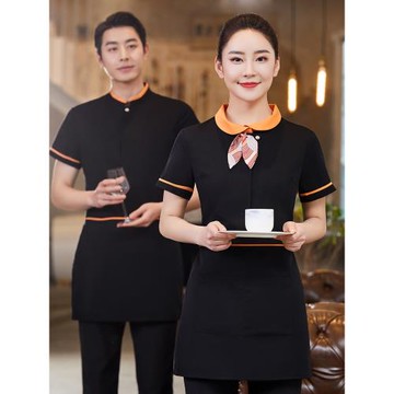 酒店宴會廳工作服夏裝女海鮮酒樓餐廳火鍋飯店服務員工作服短袖