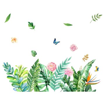 WA WALL ART 防水PVC無痕設計壁貼 玫瑰花草 踢腳線 FX64040  77 x 60cm  混和顏色