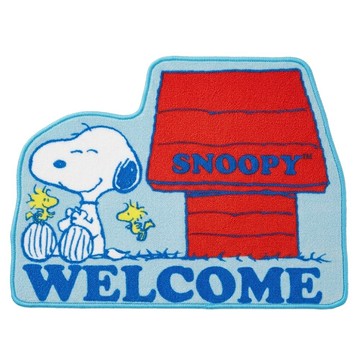 PEANUTS 史努比 造型短絨止滑腳踏地墊  52 x 68cm  藍色
