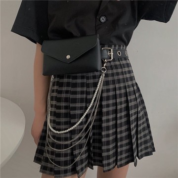 珍珠鏈條小包包腰帶式朋克皮帶女ins風酷百搭配jk制服裙子裝飾潮