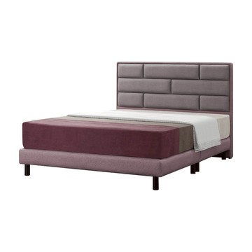 IHouse-艾琪藝 長方格貓抓皮(床頭+高腳床台)房間2件組3.5尺杏仁黃+玫瑰灰