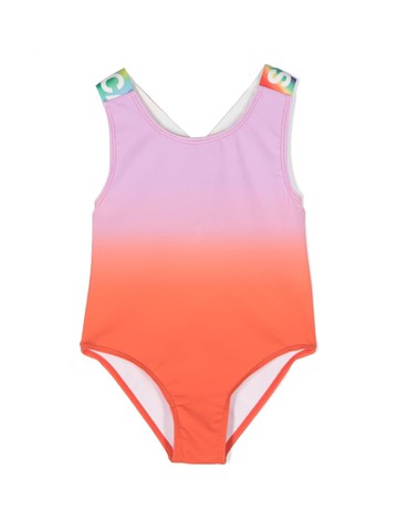 Stella McCartney Kids - rainbow-print gradient swimsuit - kids - Polyamide/Elastane/Polyester - 3 - Red