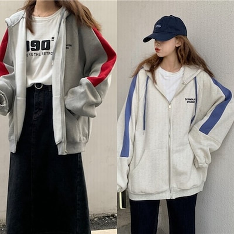 ラインパーカー レディース 韓国 ファッション レディース サイドライン ジップアップ パーカー ロゴ 秋服 レディース ゆったり ビッグシルエット フード パーカー スウェット レディース 韓国 オ 通販 Lineポイント最大1 0 Get Lineショッピング