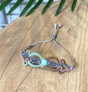 蠟線編織手鍊 繽紛圖騰藍松石