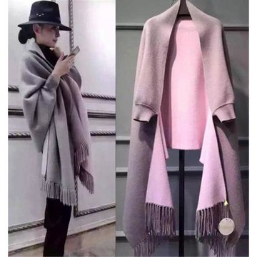 2023年秋冬裝針織開衫披肩女新款長袖加厚毛衣流蘇斗篷寬松披風潮