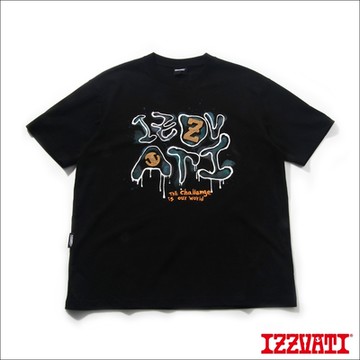 IZZVATI-手繪貼布繡短T-黑色