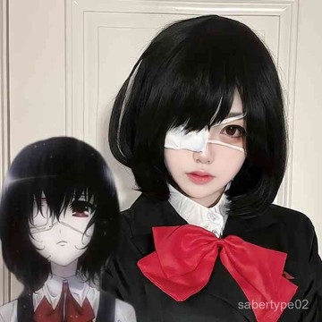 櫻漫cos another假髮 女生假髮 見崎鳴cos假髮 黑色波波頭動漫空氣劉海 齊肩髮 整頂頭套 cosplay假髮