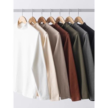 半高領德絨親膚打底衫女冬季保暖中領長袖加絨德容內搭T恤秋冬男